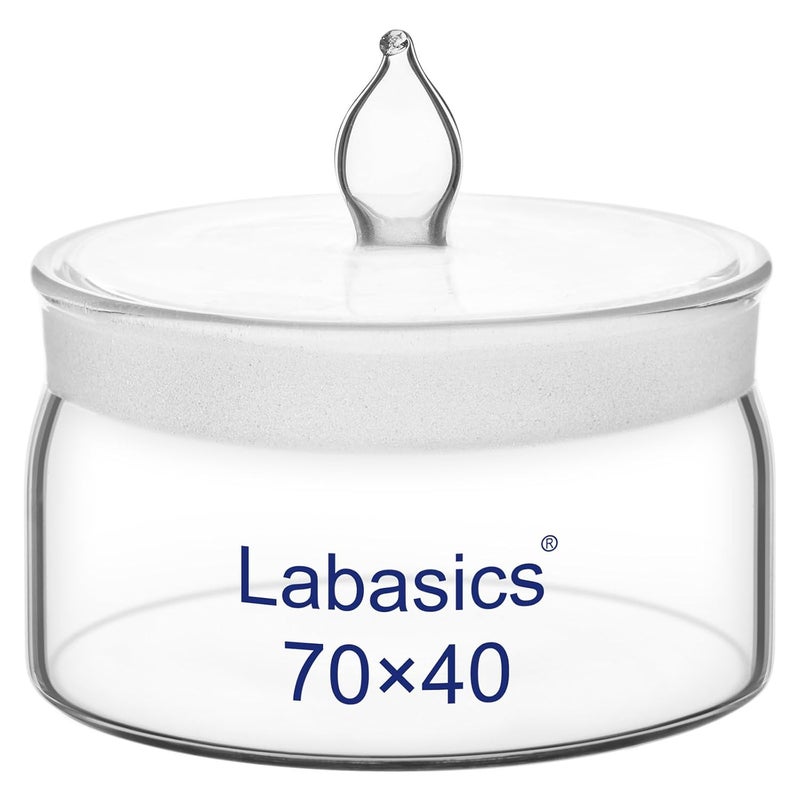 Labasics Borosilicate Glass Weighing Bottle, 70 mm Diameter, 40 mm Height, with Ground Glass Stopper, Wide Mouth for Laboratory - Image 1
